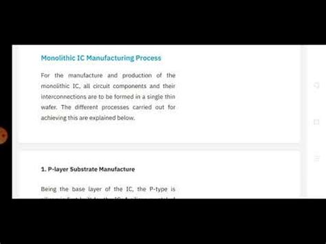 manufacturing process of monolithic ics